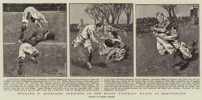 Engeland tegen Schotland, schetsen bij de rugbywedstrijd in Blackheath door Frank Gillett
